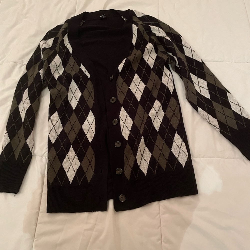 Checkered Black Cardigan
